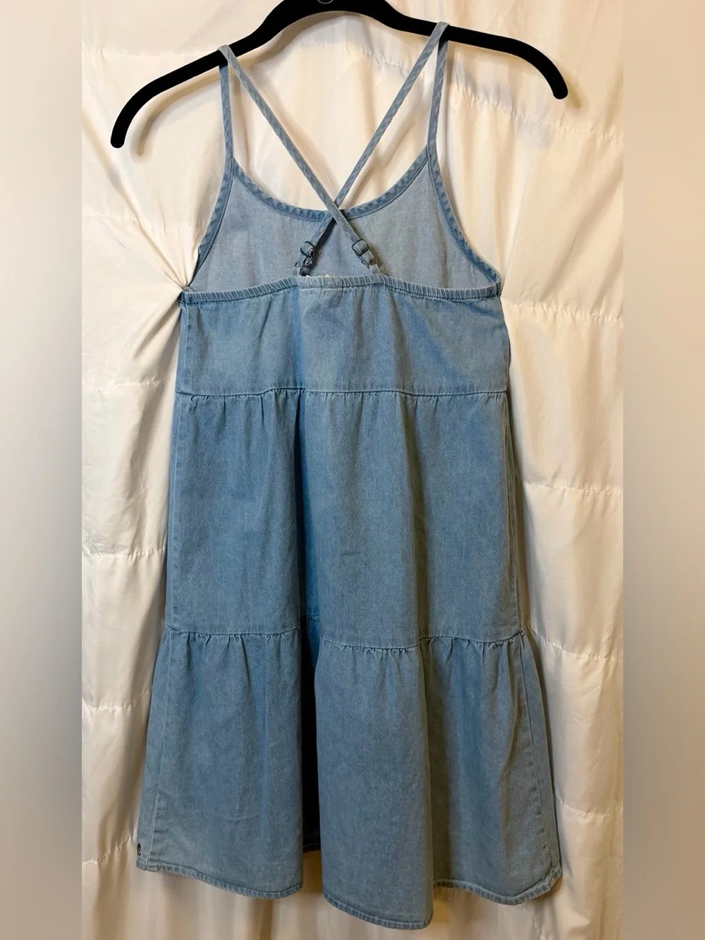NWOT Roxy Girls' SIZE 12 Denim Tiered Sundress dress
